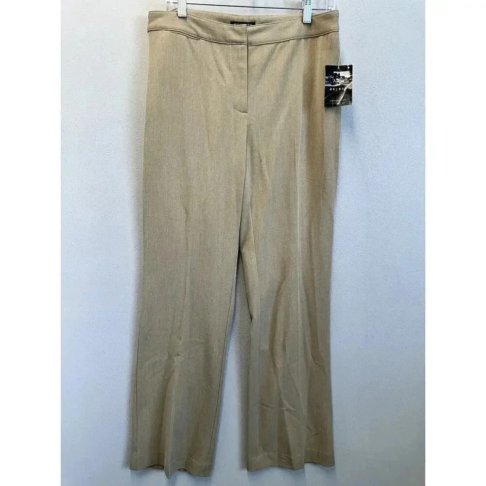 Axcess Womens Beige Straight Leg Comfort Fit Casual Stretch Slacks Dress Pants 8